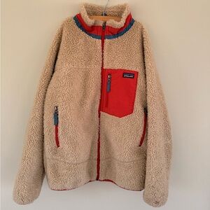 Patagonia Kids' Tan and Red Fleece Jacket